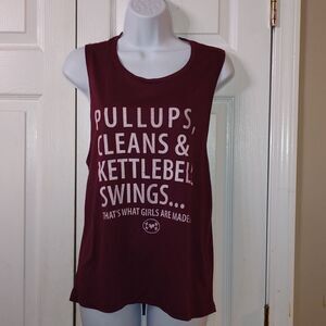 Pullups, Cleans and Kettlebell swings sleeveless shirt  Sz M